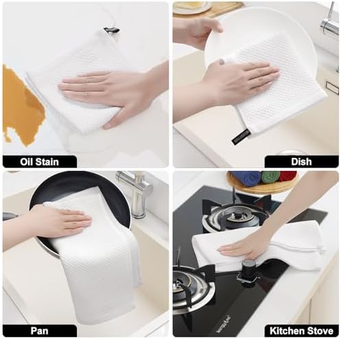 Homaxy 10 Pack 100% Cotton Kitchen Towels and Dishcloths Set - Image 5