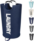 Maxsilan 90L Large Laundry Basket Bag, Collapsible Tall Hamper, Dark Blue by Maxsilan