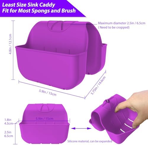 Sponge Holder for Kitchen Sink, Silicone Sink Saddle Caddy Organizer Rack - Image 3