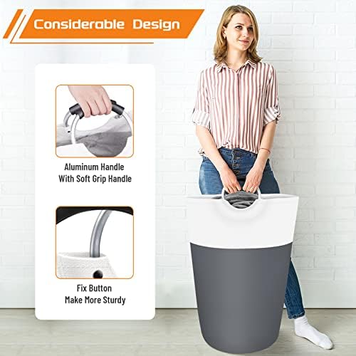 BlissTotes 115L Laundry Basket, Freestanding Collapsible Hamper - Image 5
