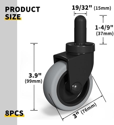 AAGUT Mop Bucket Replacement Casters 3" Set of 8 - Image 2
