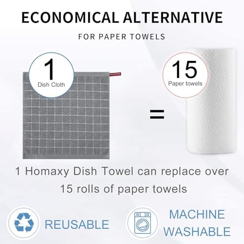 Homaxy 100% Cotton Terry Kitchen Towels, 12 Pack - Image 6