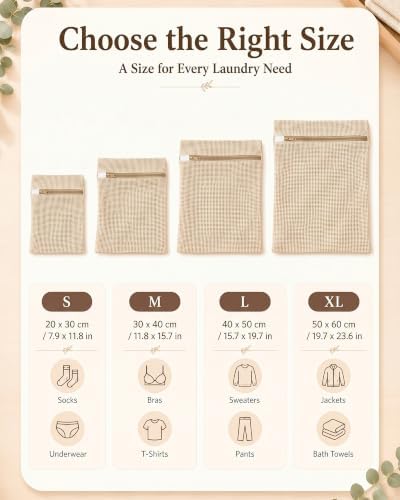 Mesh Laundry Bags for Delicates 4 Pack 4 Sizes – Pure Cotton Breathable - Image 2