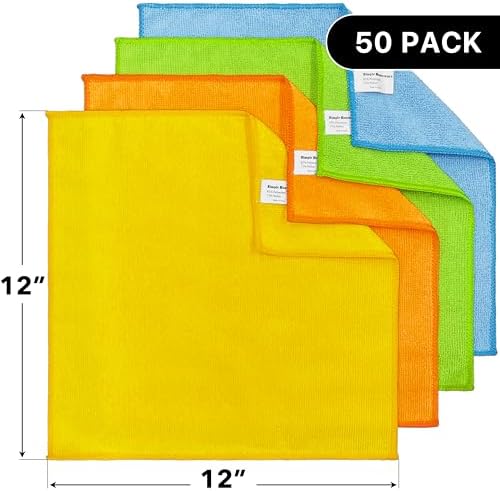 Simple Houseware 12" x 12" Microfiber Cleaning Cloth 50 Pack, 4 Colors - Image 2