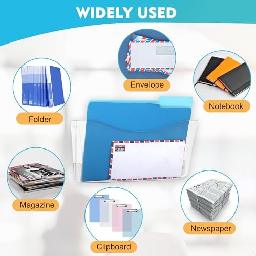 EASEPRES 8 Pack Clear Single Pocket Hanging File Organizer, Plastic Wall Mount - Image 3