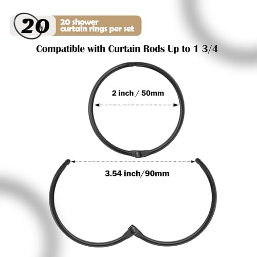20Pcs Shower Curtain Hooks, Metal Round Shower Curtain Hooks Roman Rings - Image 3