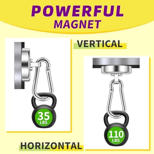 Heavy Duty Magnetic Hooks Silver, 110 lbs Magnets Hook, 10 Pack - Image 3