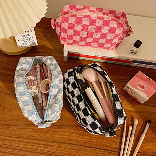 2 Pcs Checkered Cosmetic Bags for Women Small Makeup Pouches - Image 6