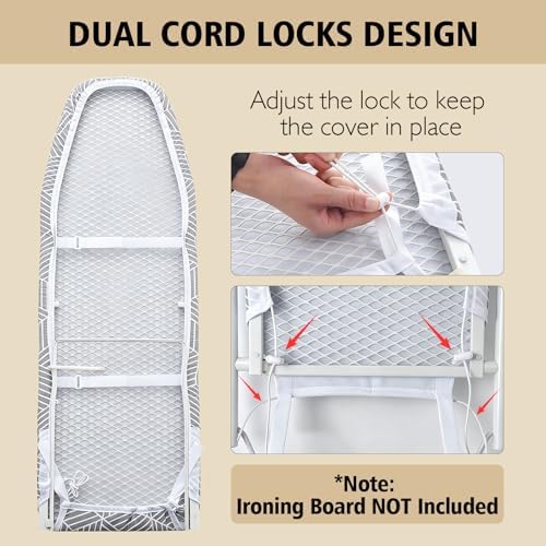 Seiritex Over the Door Ironing Board Cover 14 x 42 inch, Thick Padding w Hook - Image 3