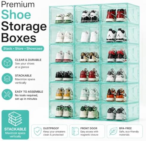 Stackable Clear Green Shoe Boxes 6 Pack - Image 3