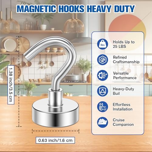 Grtard 200 Pcs Silver Magnetic Hooks Heavy Duty, 30LBS Strong Magnet Hooks - Image 4