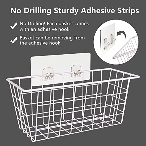 MaraFansie Wall Wire Baskets Bin No Drilling Adhesive Hanging Baskets Wall - Image 6