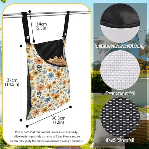 Floral Print Clothespin Bag Laundry Hanging Storage Organizer - Image 6