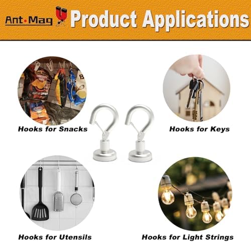 Ant Mag Magnetic Hooks Heavy Duty 30LBS Strong Magnet Snap Hooks 8 Pack - Image 6
