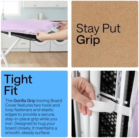 GORILLA GRIP Padded Ironing Board Cover, 15x54 Light Purple - Image 3