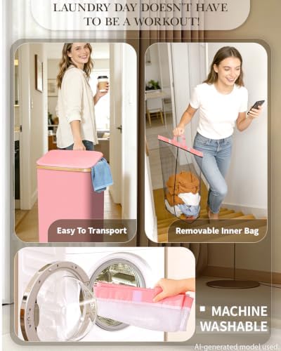 Laundry Basket with Wheels, 110L Large Rolling Laundry Hamper - Image 3