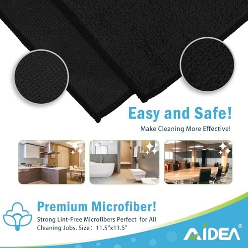 AIDEA Microfiber Cleaning Cloth Black 50PK, Microfiber Towels 11.5×11.5" - Image 7