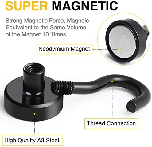 DIYMAG Magnetic Hooks, 30lbs 60pcs Cruise Cabin Essentials Heavy Duty Black - Image 5