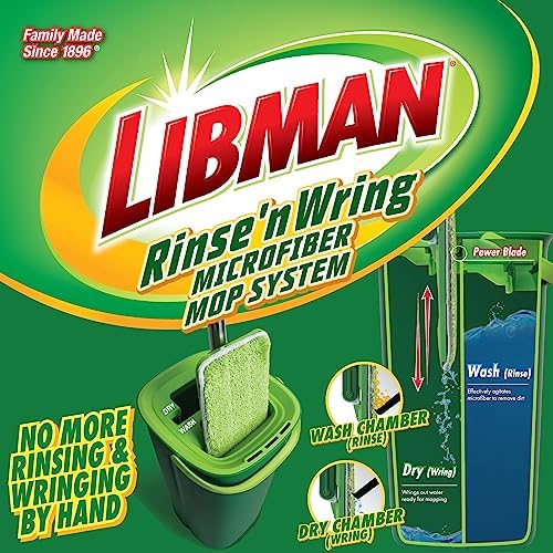 Libman Rinse 'n Wring Mop and Bucket System, 5 Microfiber Pads Included - Image 2