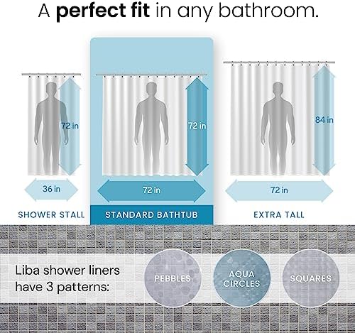LiBa Shower Curtain PEVA 8G, 72x72 Inch Aqua Circle - Image 4