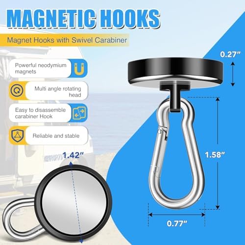 Magnetic Hooks Heavy Duty 150Lbs, 24 Pack Black Super Strong Hooks - Image 2