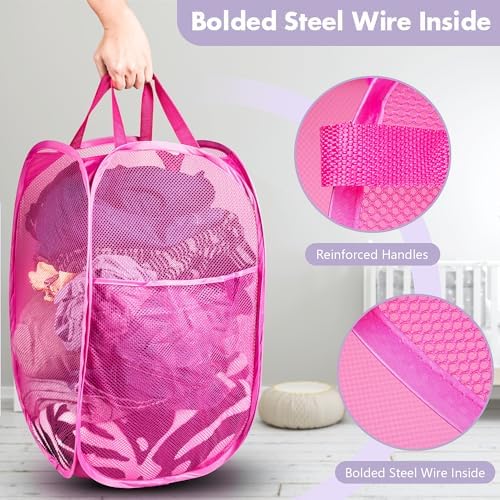 Pop Up Laundry Hamper, 70 L Collapsible Mesh Basket - Image 3