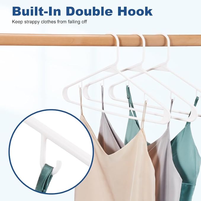 HOUSE DAY White Plastic Hangers 200 Pack, Slim Space-Saving Clothes Hangers | - Image 4