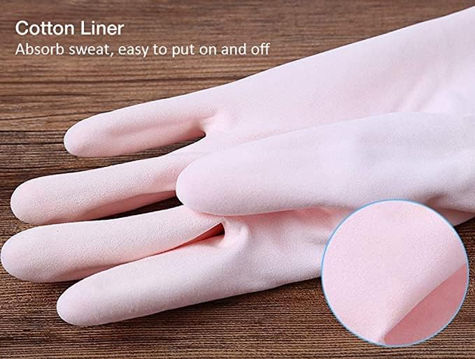 Alimat PluS Pink Cleaning Gloves Latex Free, Cotton Flock Liner, Medium | 1 Pair - Image 6