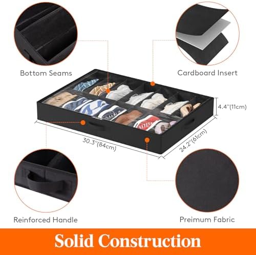 Lifewit Under Bed Shoe Storage Organizer 3 Pack, 4.3 Inches Profile Fabric - Image 3