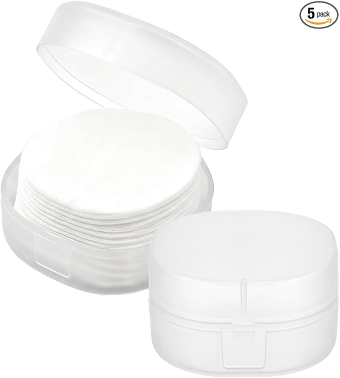 2 Pcs Portable Cotton Round Holder, Small White Plastic Cotton Pad Dispenser by Unknown