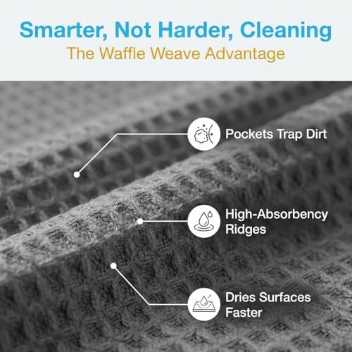 MIRACLEAN Waffle Weave Microfiber Towel, 12 x 12 inches, Barista Towels - Image 2