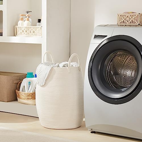 Large Laundry Hamper Basket 65L Woven Blanket Basket - Image 4