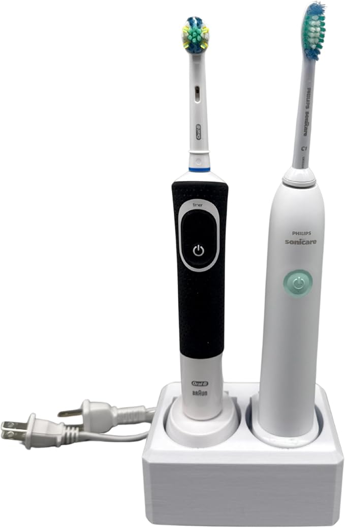2 Slot Family Electric Toothbrush Charger Holder and Bathroom Organizer by Unknown