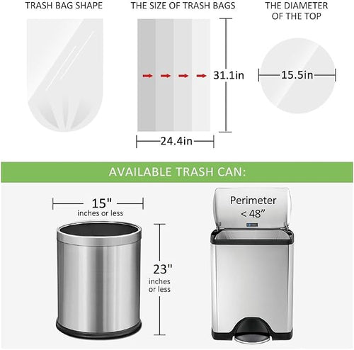 13 Gallon 150 Counts Strong Tall Kitchen Trash Bags Garbage Bags by RayPard - Image 2