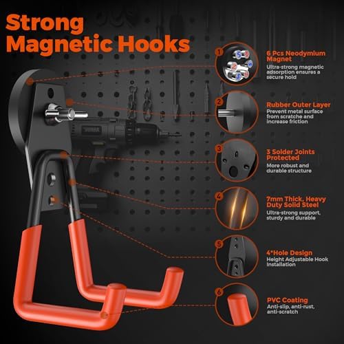 Large Strong Magnetic Hooks Heavy Duty Garage Big Magnet Hooks Extra Strength - Image 3