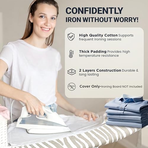 UniSimp Ironing Board Cover and Pad 15"x54" Extra Thick Natural Cotton - Image 6