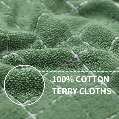 Homaxy 100% Cotton Terry Kitchen Towels, 5 Pack, Grass Green - Image 2