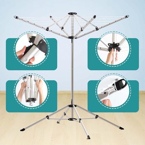 JS HANGER Portable Umbrella Clothesline, 65 Ft of Hanging Space, Pre-Strung - Image 3