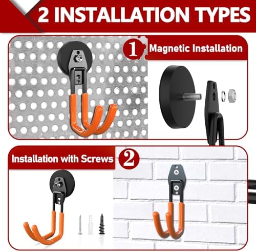 3-H Heavy Duty Magnetic Hooks, Large Magnet Hooks, 2 Pack Orange - Image 3