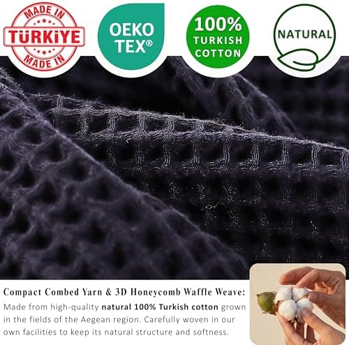 PÜSKÜL Natural 100% Turkish Cotton Waffle Hand and Kitchen Towels Set of 3 - Image 3