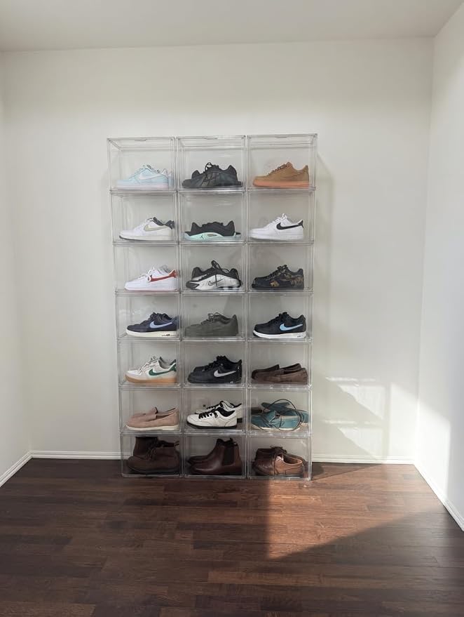 10 Pack Clear High-Top Sneaker Storage Box, Acrylic Shoe Organizer - Image 9
