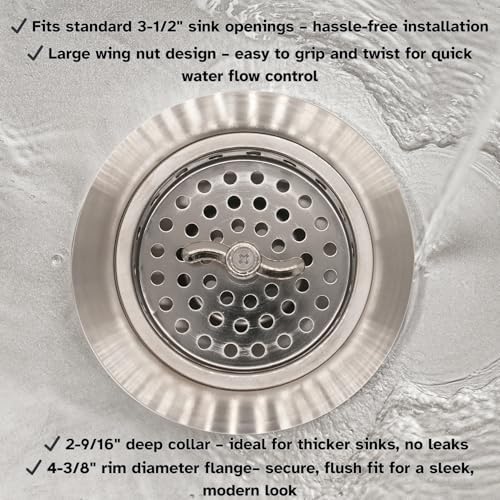 Westbrass A213-20 3-1/2" Wing Nut Twist Style Large Kitchen Sink Basket Strainer - Image 5
