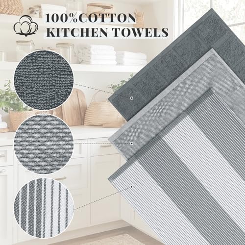 Homaxy 6 Pack Cotton Terry Premium Kitchen Towels, 18 x 28 in - Image 2