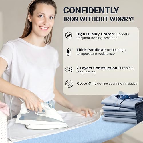 UniSimp Ironing Board Cover and Pad 15"x54" Extra Thick Natural Cotton - Image 6