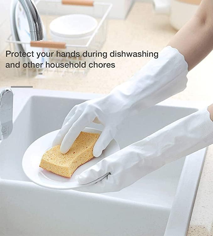 Alimat PluS Pink Cleaning Gloves Latex Free, Cotton Flock Liner, Medium | 1 Pair - Image 3