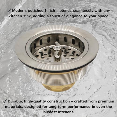 Westbrass A213-20 3-1/2" Wing Nut Twist Style Large Kitchen Sink Basket Strainer - Image 7