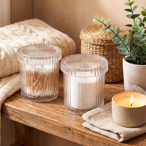 rejomiik Thick Glass Qtip Holder Apothecary Jars - Image 6