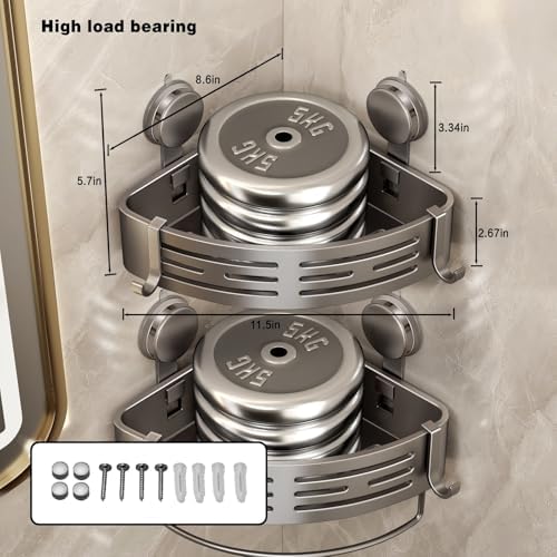 VOLPONE Shower Caddy Corner Suction Cup Shower Shelf Corner No Drilling - Image 6