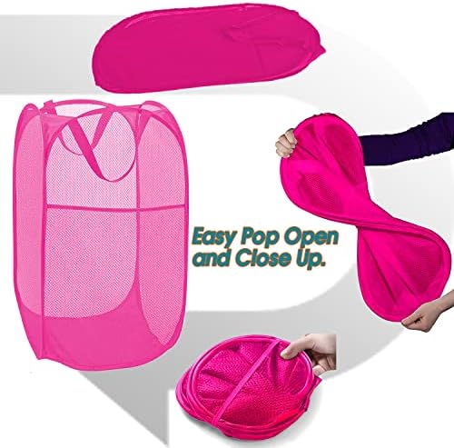 2 Pack Sturdy Mesh Pop up Laundry Hamper Basket - Image 5