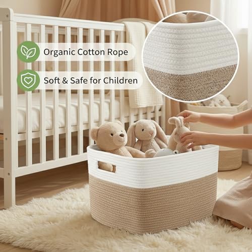 JMvicyroam 96L Large Woven Cotton Rope Blanket Basket - Image 4